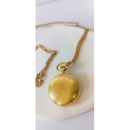 VINTAGE Airin ανοιγόμενο γυναικείο ρολόι λαιμού ατσάλινο επιχρυσωμένο (VIN81)